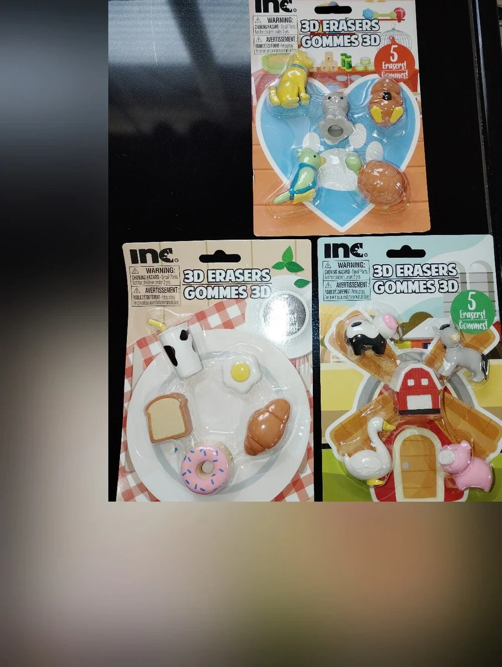 INC International Concepts Breakfast 3D Eraser Set - White, Brown, Yellow